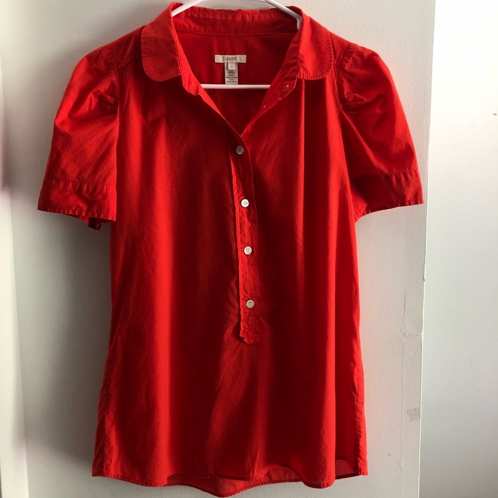 J. Crew Short Sleeve Button Down Blouse, 6